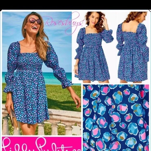 NWT Lilly Pulitzer Beyonca Spot Print Smocked Babydoll Dress - Size Small - Picture 8 of 8